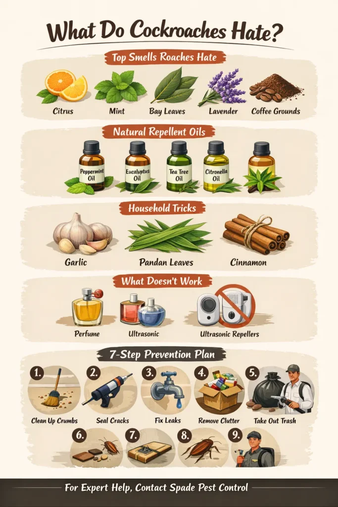 what do cockroaches hate infographic spadepestcontrol